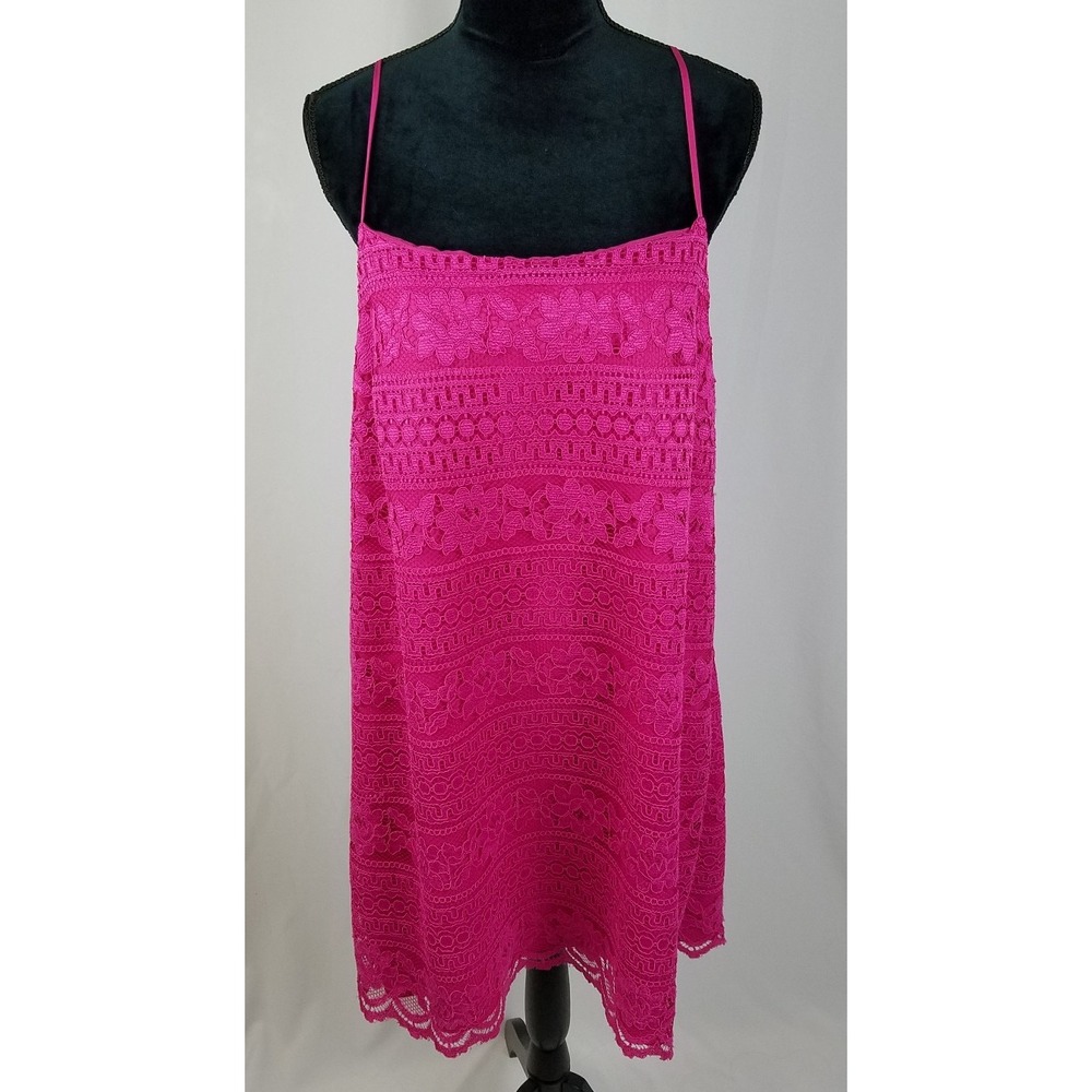 1.State Lace Racerback Shift Dress Women XL Pink Mini Sleeveless Party Cocktail